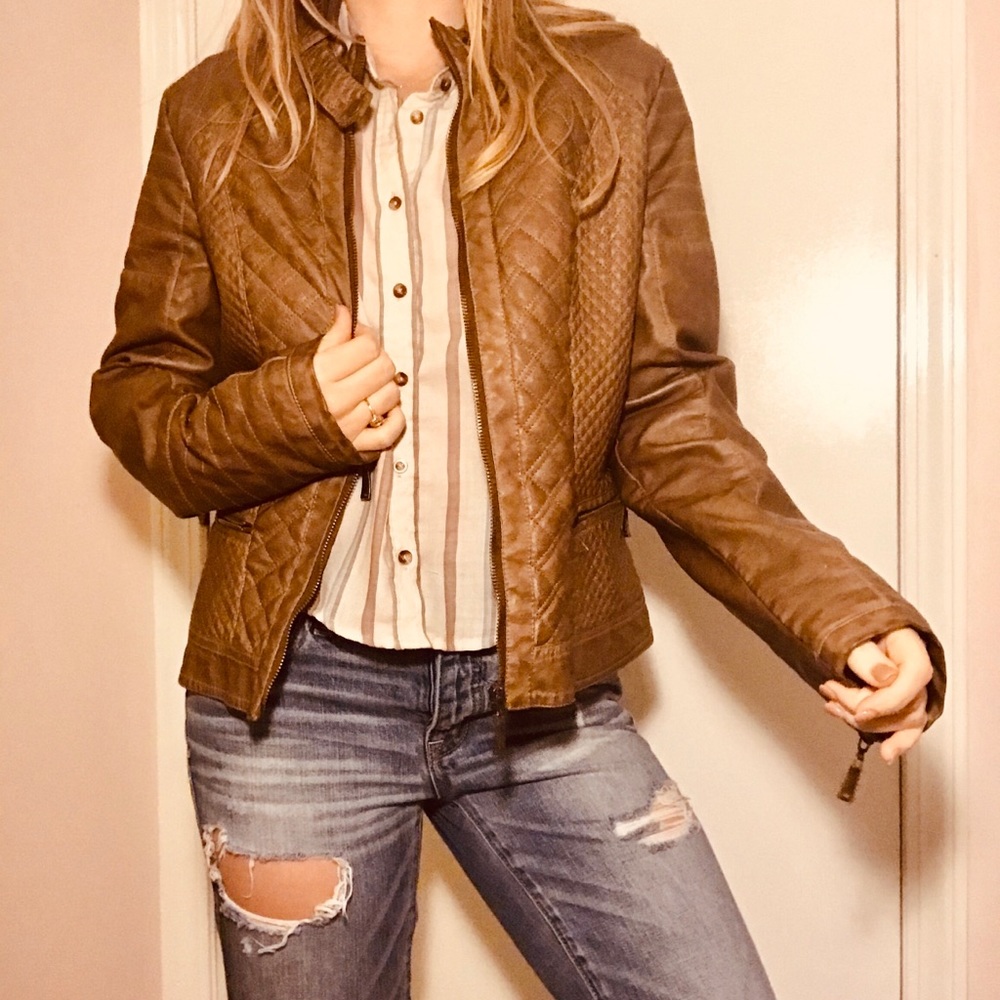 3 for $20! Brown pleather moto jacket